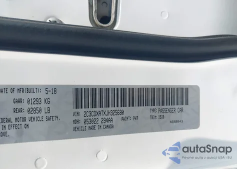 2018 Dodge Charger Police Rwd z USA, uszkodzony, nr VIN 2C3CDXATXJH325680